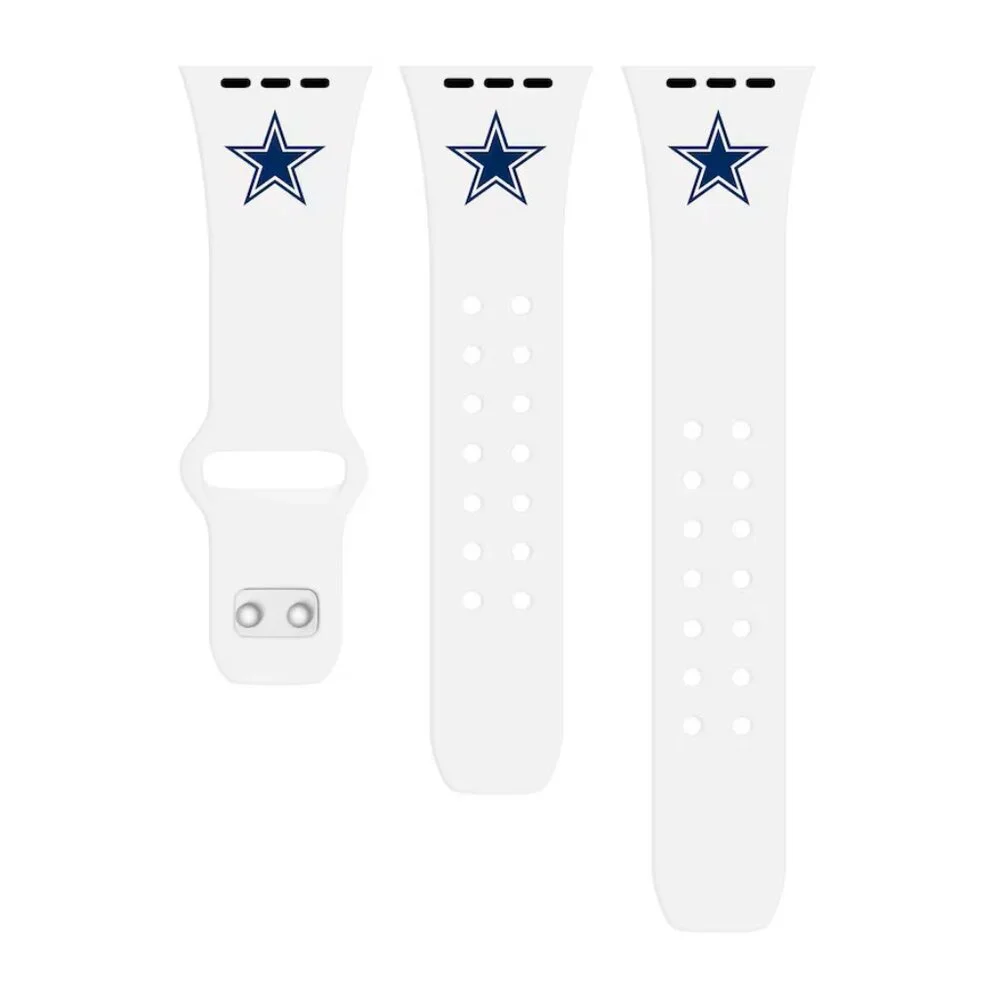 Dallas Cowboys Logo Silicone Apple Watch Band - White